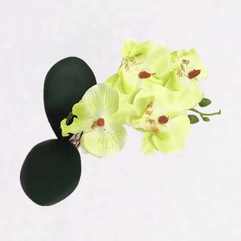 Artificial flowers silk flower fake butterfly orchid with leave Phalaenopsis flores for wedding home decoration (27)