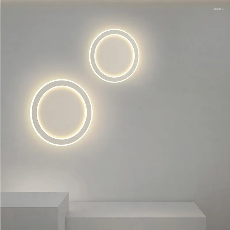 Lampes murales géométrique blanc Led hexagonal salon Simple moderne chambre décor nordique créatif chevet rond lumière