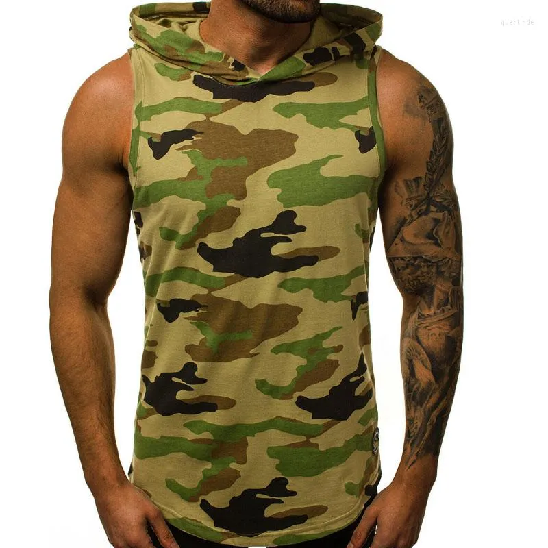 Men's Tank Tops 2023 Gyms Men Clothing Bodybuilding Hooded Top For Summer Sleeveless Vest Sweatshirt Hoodies Fitness Man MY075