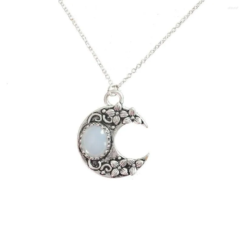 Colliers pendants mystérieux couleur antique Crescent Moon Design Petal Collier Collier Femmes Mesdames Charme de tournesol
