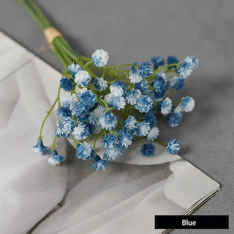 Dekorativa blommor kransar vita lila gipsophila bukett baby andas blommor artifcial blommor för bröllop brud bukett hem blommor arrangemang t230217