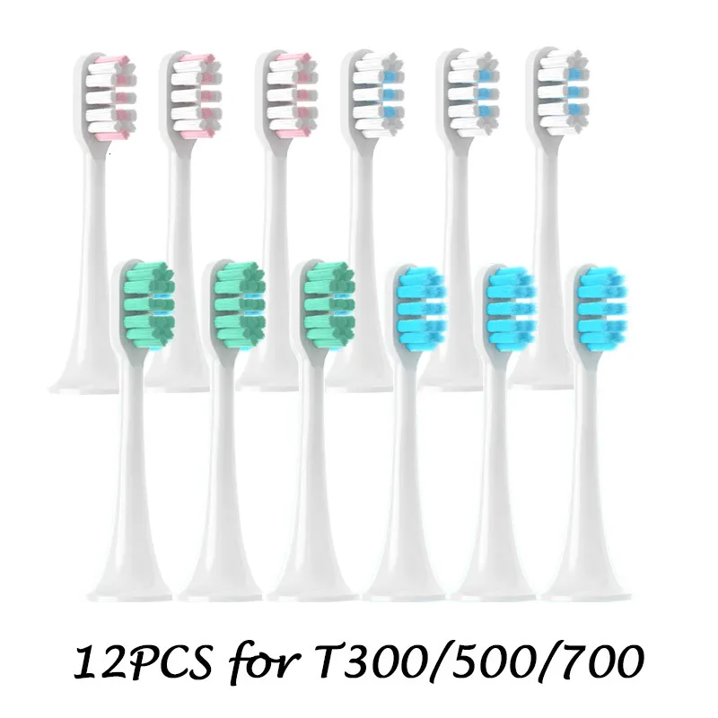 Escovas de dentes Cabeça 12pcs Cabeças de escova de reposição para Xiaomi Mijia T300T500T700 Capas de dentes elétricas sonoras Bocos de pacote de pacote de vácuo 230217