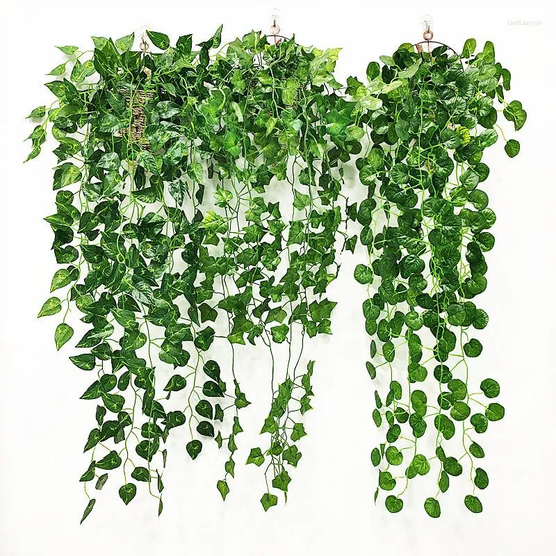 Decorative Flowers 90cm Artificial Plant Leaves Vine Simulation Creeper Wall Hanging Green Fake Flower Rattan Wedding Party Home Garden