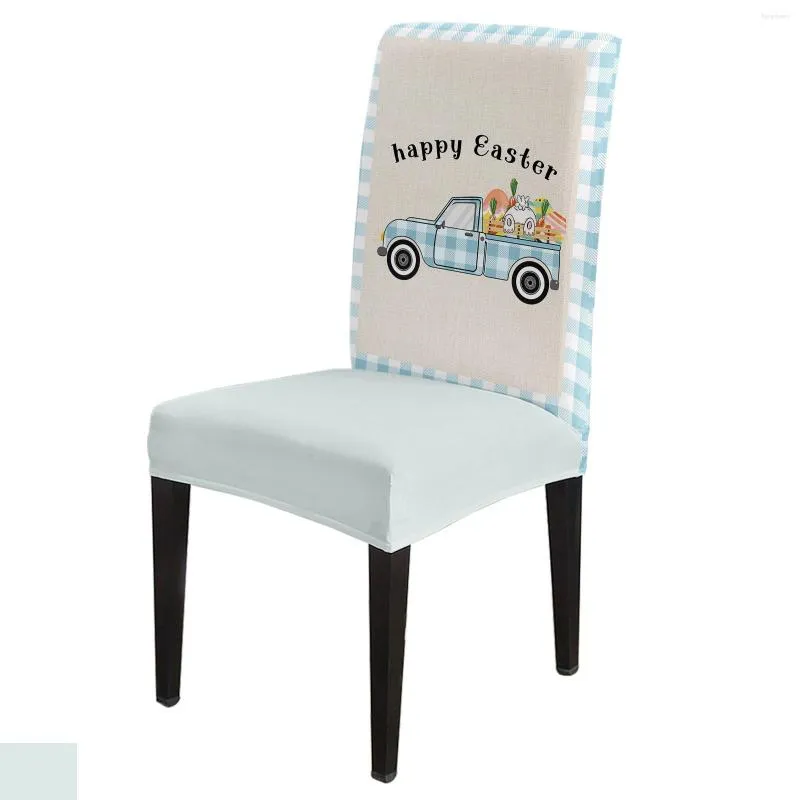 Chair Covers Easter Egg Truck Lattice Wood Grain Cover Dining Spandex Stretch Seat Home Office Decor Desk Case Set