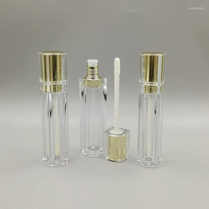 Opslagflessen 10 stks 8 ml lege lipgloss buis vierkante glazuur gouden zilveren dop dubbele wandverpakking container diy fles