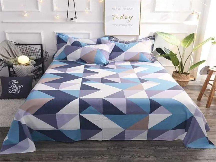 ملونة توأم ملونة مسطحة الحجم كينغ جميلة هندسية السرير السرير خطوط شبكات متعددة الألوان L 2111104546859
