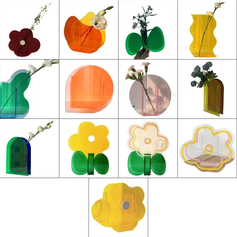 Planters krukor färgglada akrylvas transparent blommor arrangemang ornament mode konst