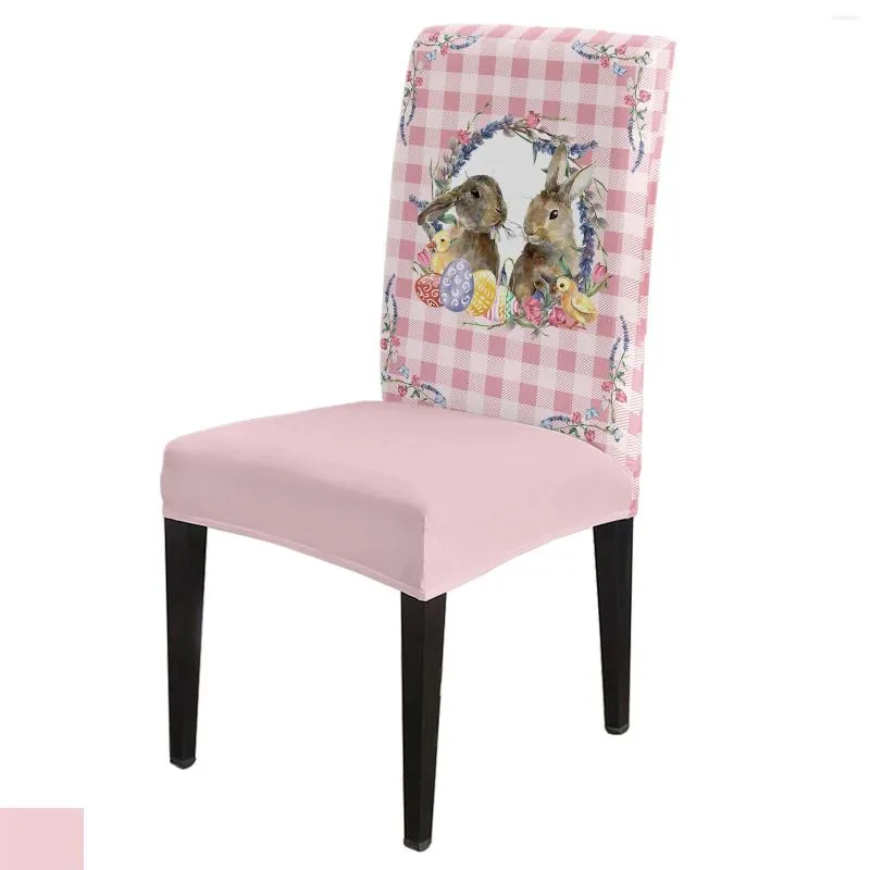 Chair Covers Easter Egg Flower Plaid Wood Grain Cover Dining Spandex Stretch Seat Home Office Decor Desk Case Set