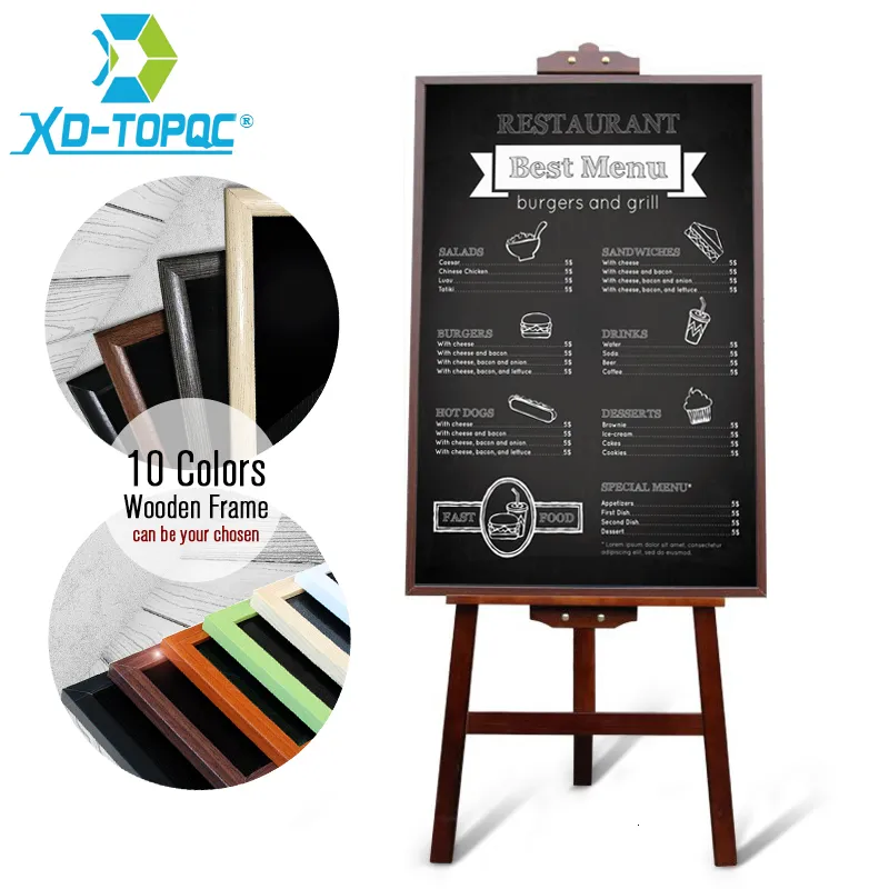 Blackboards 60*90cm مطعم قائمة الطباشير السبورة المغناطيسية Blackboard Pine Mdf Wood Frame Frame Black Blacks with Easel Factory Sell 230217