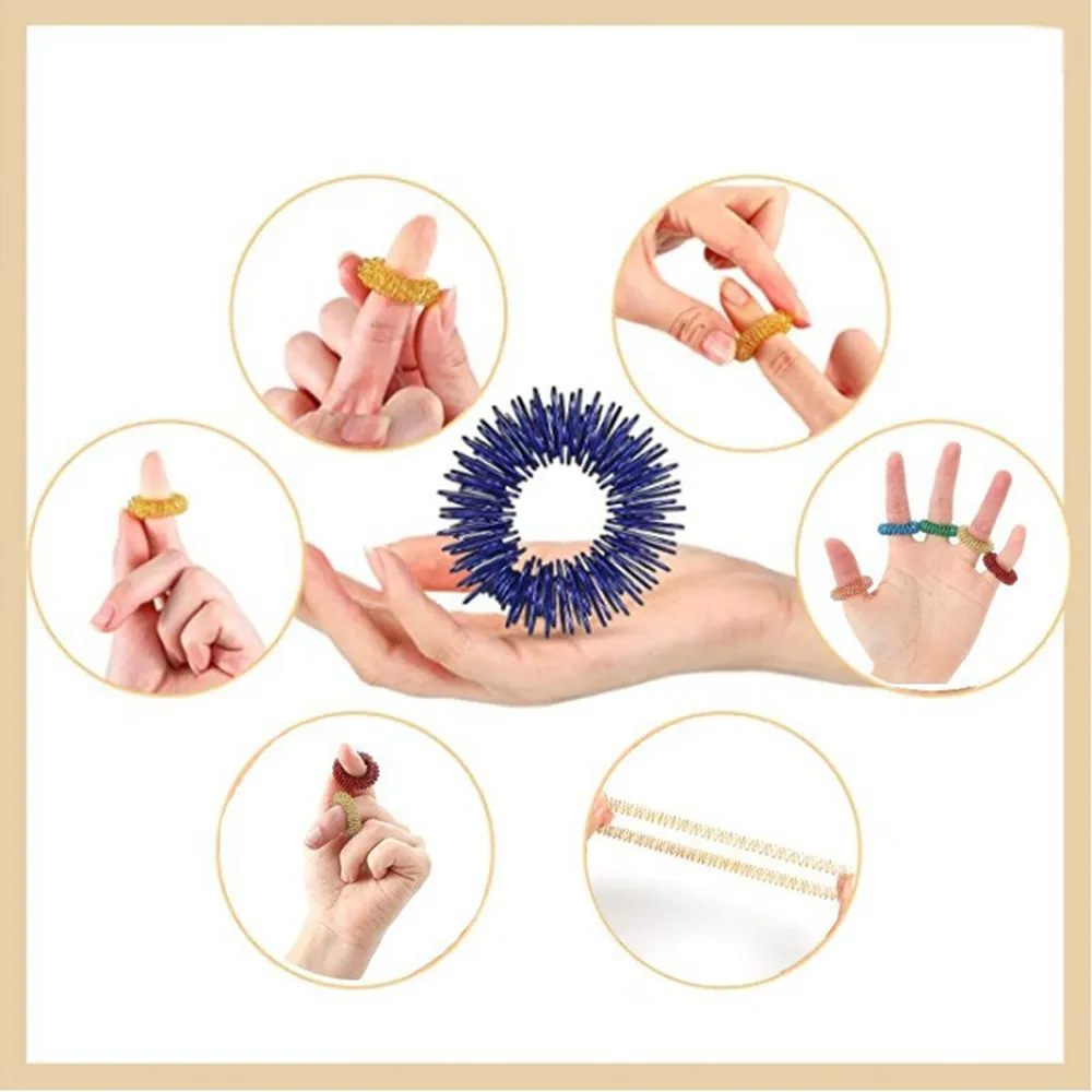 Amazon.com: EXCEART 5pcs Spiky Sensory Finger Rings Acupressure Ring Finger  Massager Roller Silent Fidget Toy for Finger Massage Pain Relief (Gold  Silver Black Blue Red) : Health & Household
