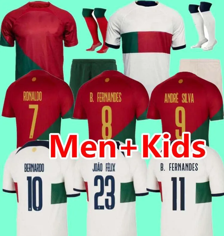 22 23 koszulki piłkarskie Portuguesa JOAO FELIX RUBEN NEVES BRUNO FERNANDES Portugieser Portugalska koszulka piłkarska 2022 R.SANCHEZ RONALDO JOAO CANCELO Męska Zestaw dziecięcy