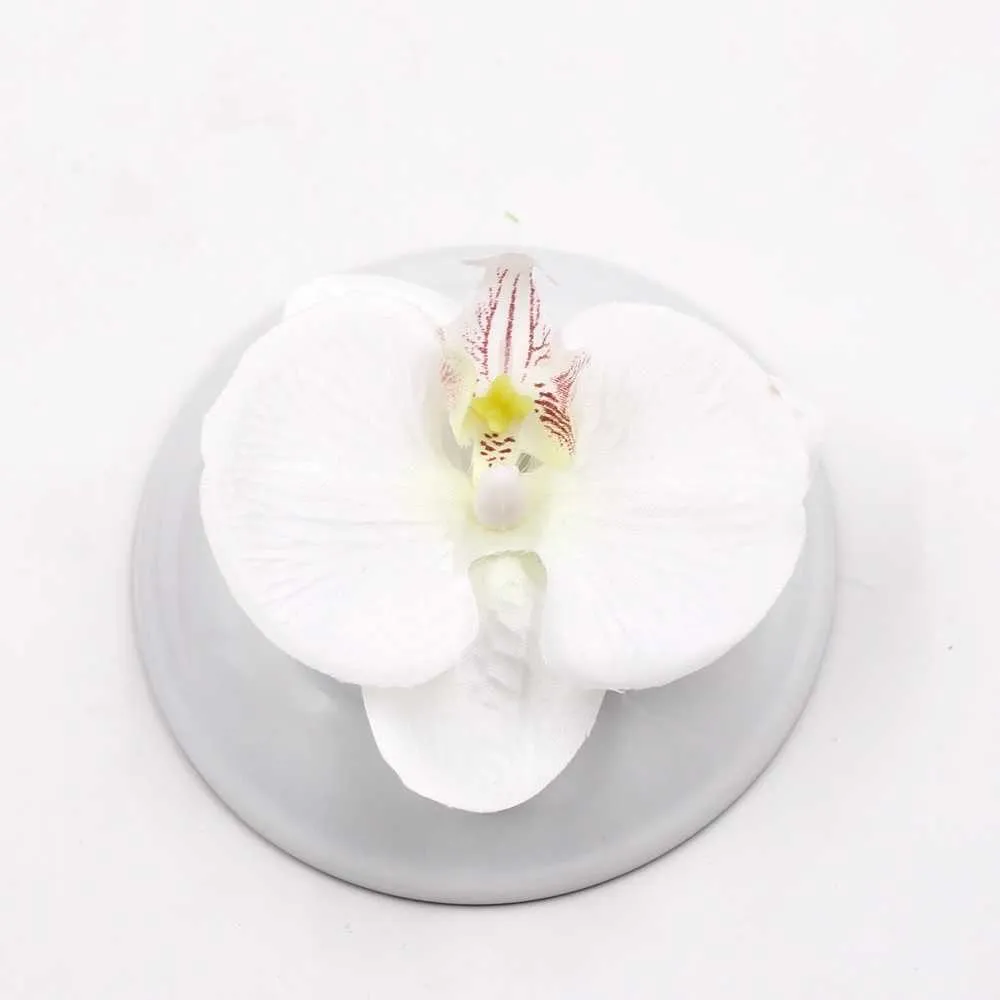 Decorative Flowers Wreaths 10pcs Artificial Silk Butterfly Orchid Flower Wedding Decorative Flower Diy Wreath Gift Box Cut Clip Fake Flower Decoration T230217