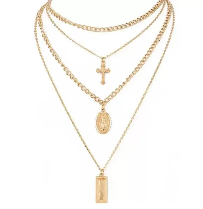 Collana Donna Multistrato Con Perle E Ciondolo Croce – Gioiello Di Moda Retro In Lega, Regalo Per San Valentino E Compleanno - 5