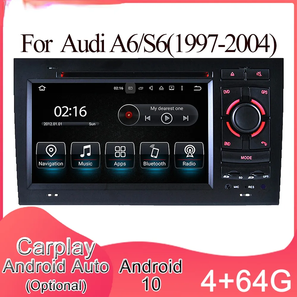 Android 10 Navigazione GPS Car Multimedia Lettore DVD Stereo Radio Carplay Auto per Audi A6/S6 (1997-2004) 2din