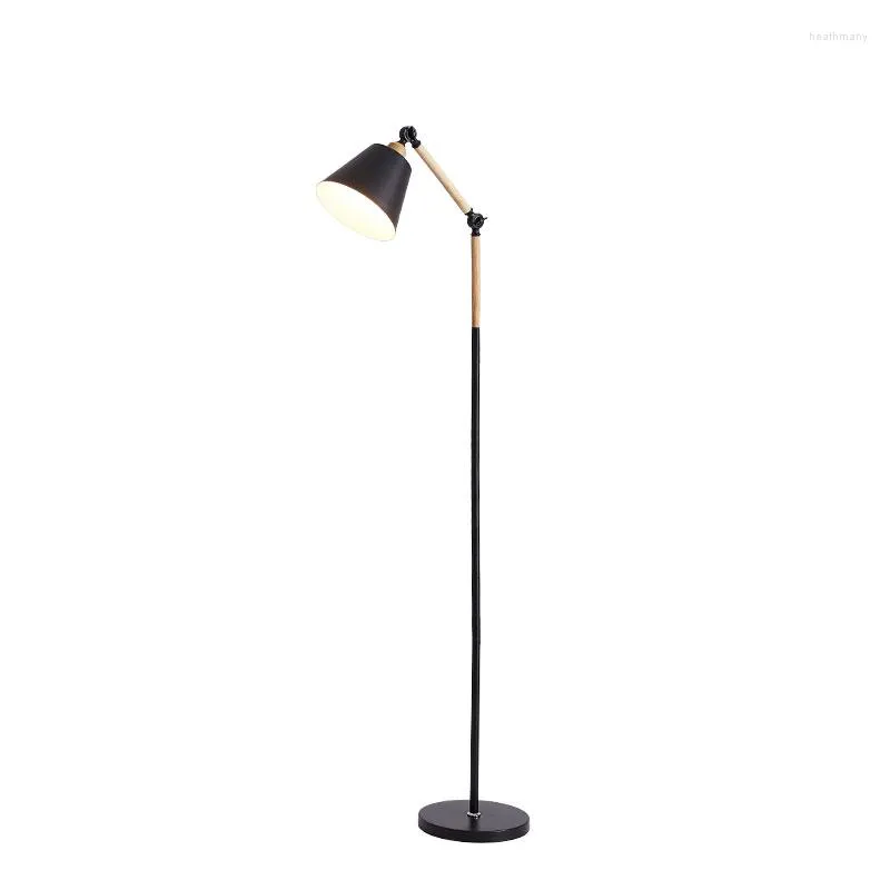 Stehlampen Nordic Einfache Lampe Wohnzimmer Dekoration Halter Eisen Grün Lampenschirm Moderne Holz Stehend Licht Dekor Rotierenden