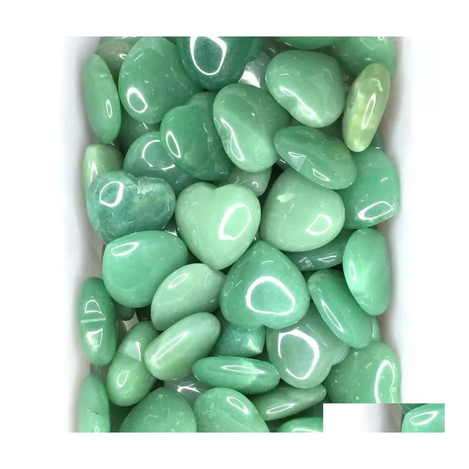 Stone Green Aventurine Love Heart Turquoise Rose Quartz Natural Ornaments Hand Handle Pieces Diy Stones Necklace Access Luckyhat Dro Dhsgu