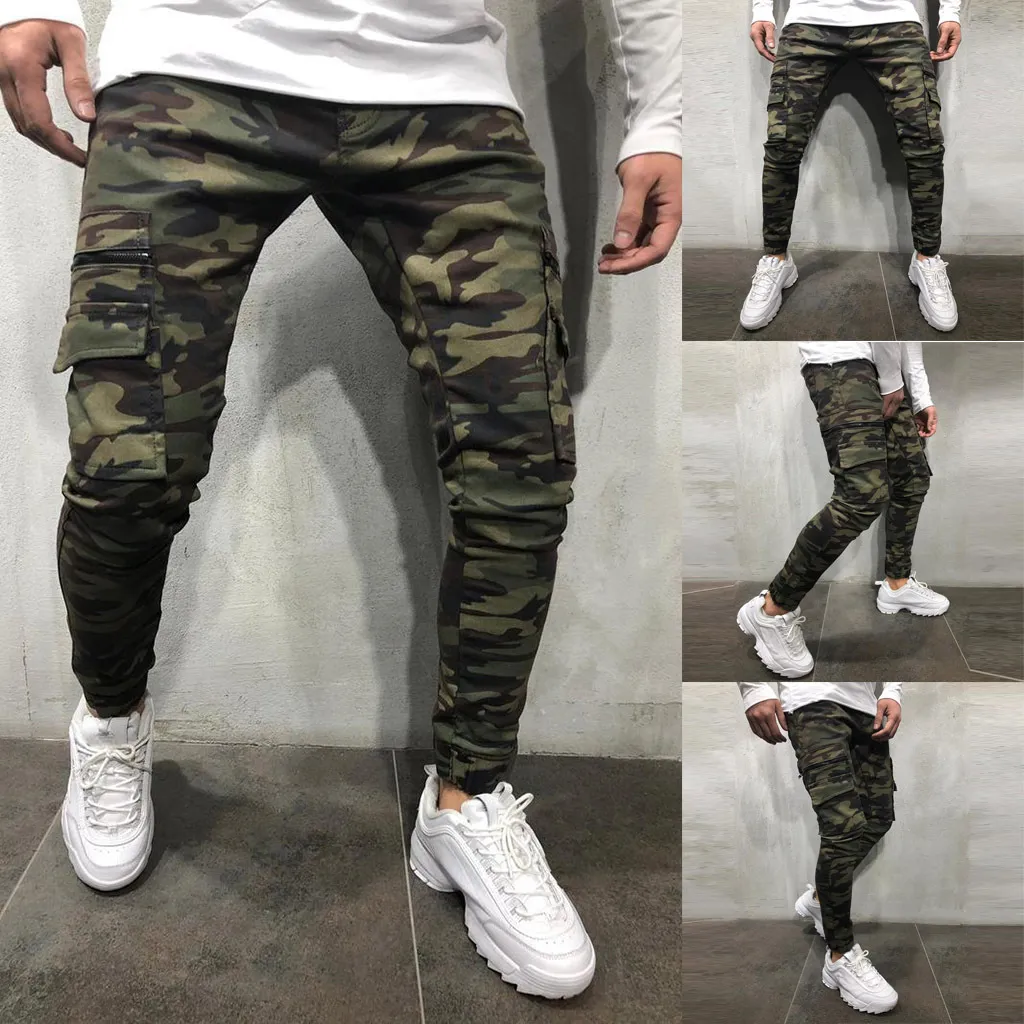 Herren Mode Jogger Hosen Camouflage Jeans Jugend Persönlichkeit Slim Trend Jeans Hosen Frühling und Herbst Cargo Männer Hose