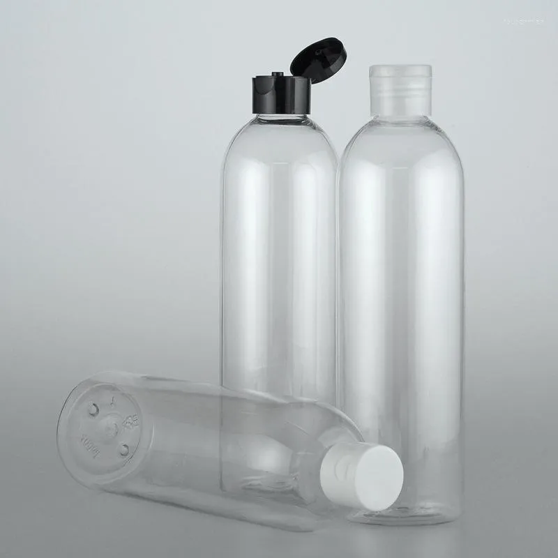 Lagringsflaskor transparent vit 400 ml x 20 Emmpty kosmetisk plastflaska för lotionförpackning Pet Flip Cap 400cc schampo behållare