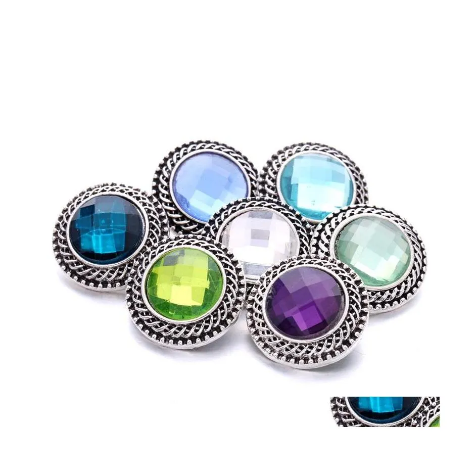 Charms Sier Color Snap Button Round Women Jewelry Findings Rhinestone 18Mm Metal Snaps Buttons Diy Bracelet Jewellery Wholesale Drop Dhgsg