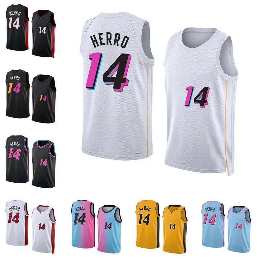 Tyler Herro Basketball Jersey S-XXL 2022-23 season blue white black men women youth city jersey 14