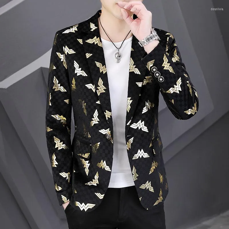 Garnitury męskie 2023 Spring Gilding Men Blazers Korean Slim Fit Business Casual Sull Jucking Odzież Office Social Office Tops