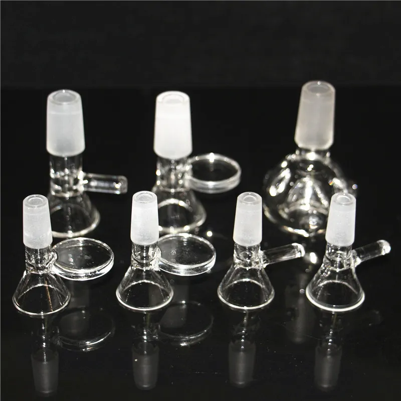 hookahs Glass Funnel Bowl Adapter Bowls Herb Dry Oil Burner With Handle 14mm 18mm For Smoking Tools Accessories Water Bongs