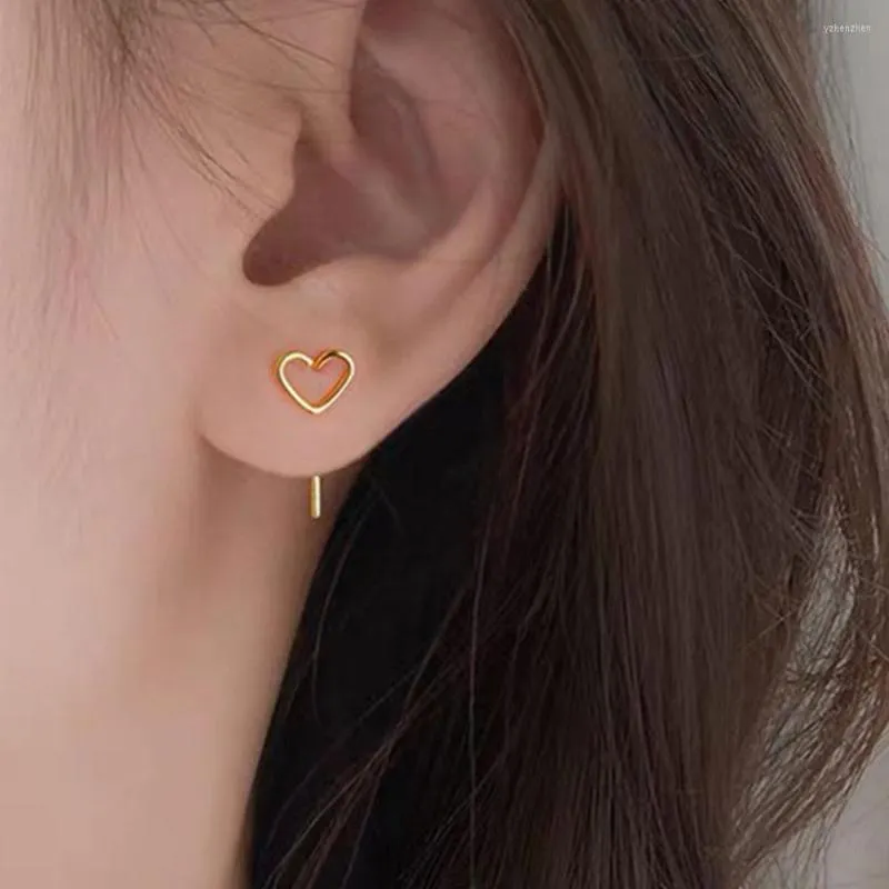 Серьги -грибы простой дизайн Hollow Heart for Women Summer Ear Partner сладкий романтический женский серебряный цвет маленькие ювелирные подарки