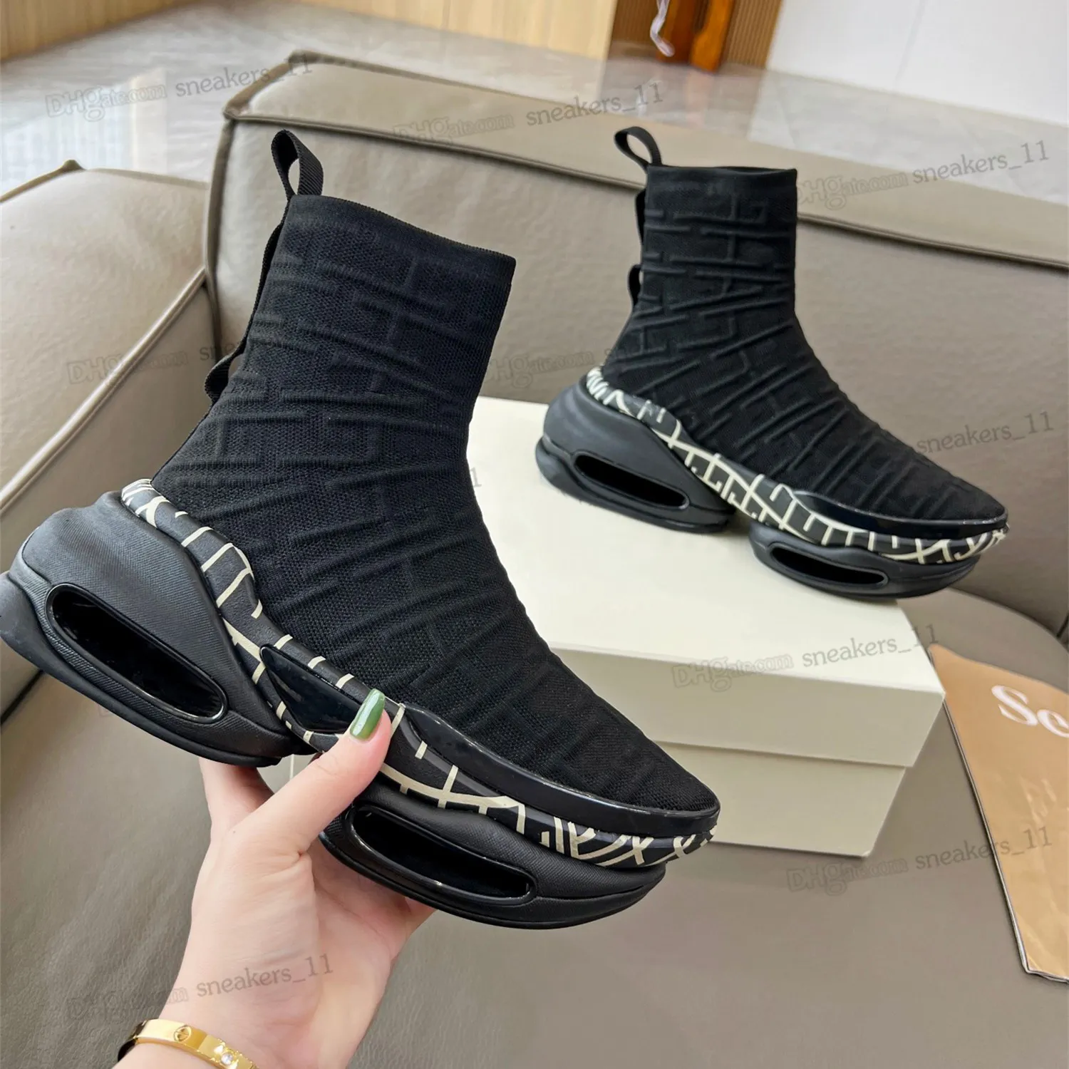 2023 socks knit high-top trainers Style B-Bold boot shoes spring and autumn elastic high low mens womens BBold fashion thick soled sock boots package Casual shoe