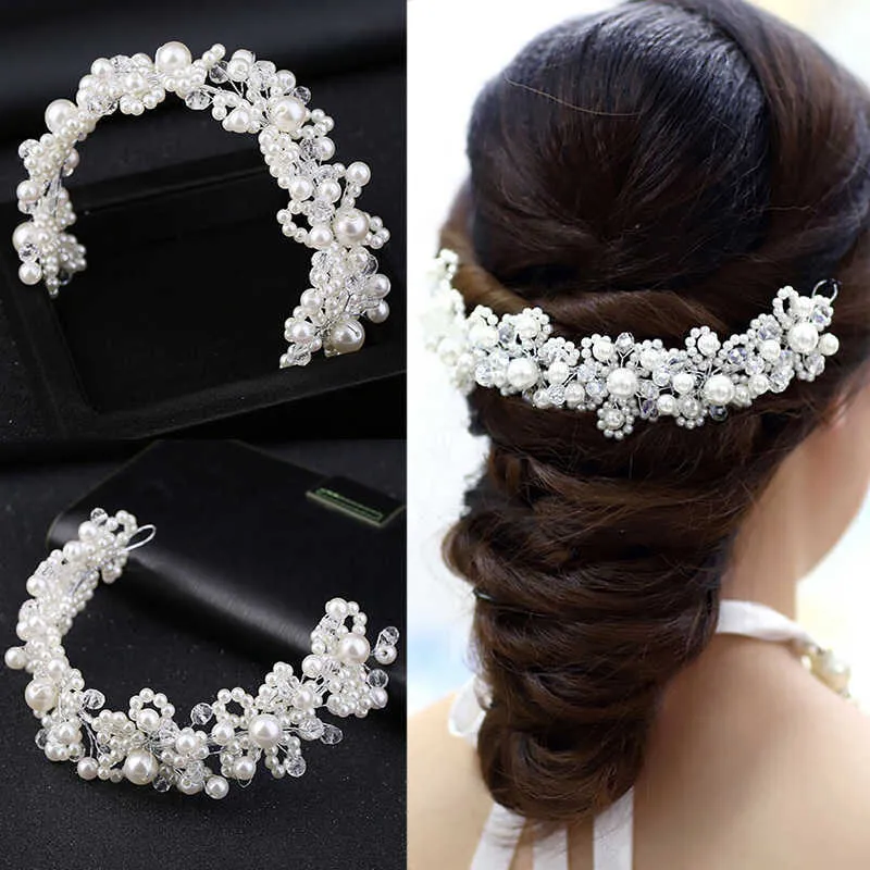 Tiaras luxe bloem faux parelhoofdband kristallen haarband kroon bruid bruid vrouwen tiara hoofdtooi prinses kinderen haaraccessoire z0220