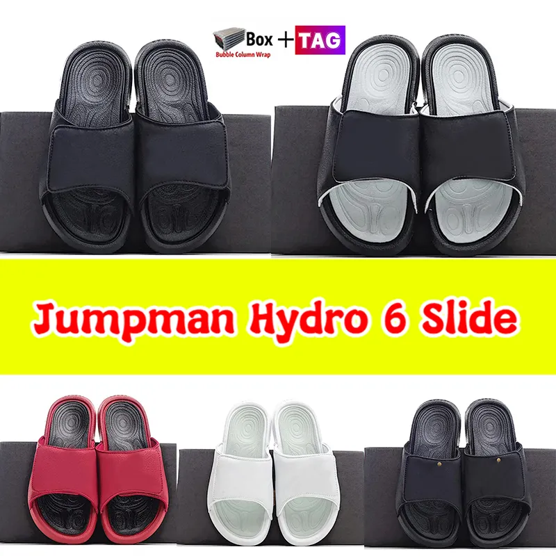 Retro Slippers Jumpman Hydro 6 Slide strand dia's Zomer sandaal met doos mannen vrouwen schoenen Indoor Outdoor Douche slipper zwart wit wolf grijs Chicago Platte sandalen