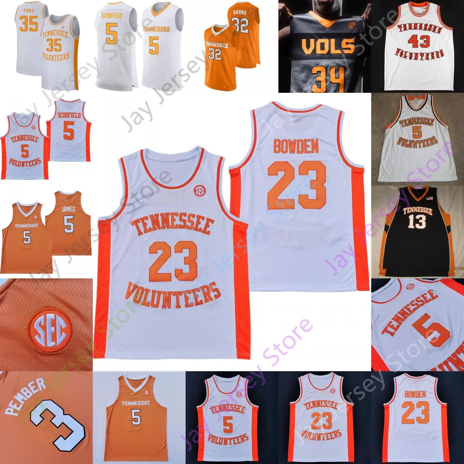 NOUVEAU Baseball Wears Tennessee Volunteers Basketball Jersey NCAA College College Williams Admiral Schofield Tobias Harris Josh Richardson Oliv