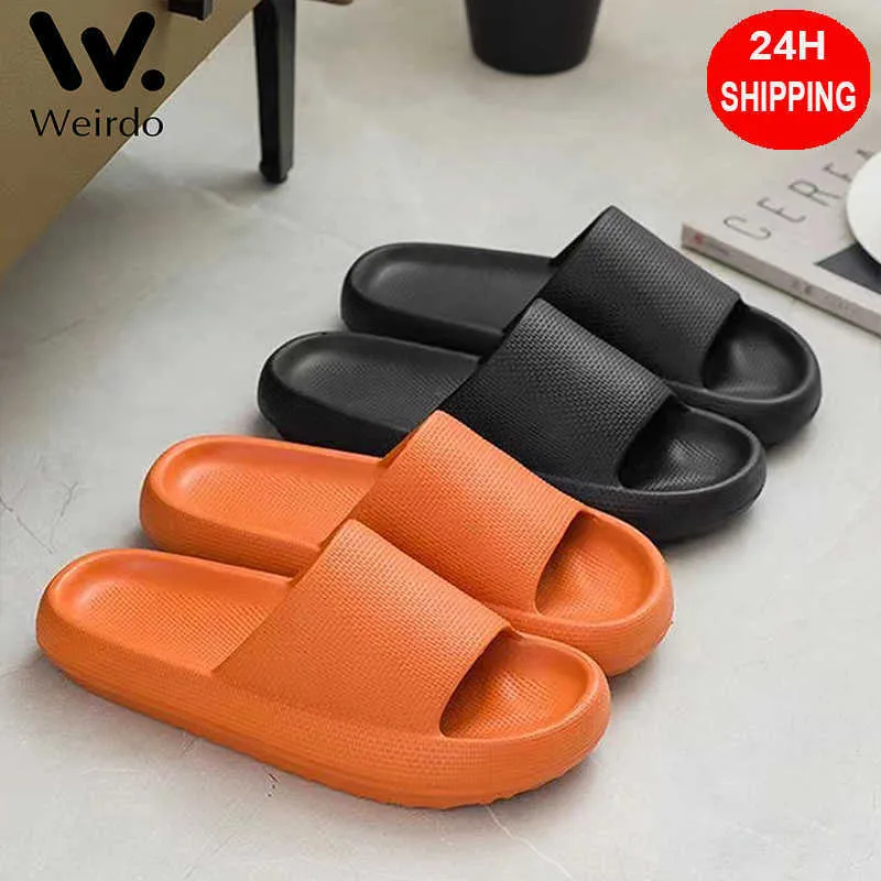 Hausschuhe Dicke Plattform Badezimmer Hause Hausschuhe Männer Mode Weiche Sohle EVA Innen Rutschen Frau Sandalen 2023 Sommer Rutschfeste Flip-Flops z0220