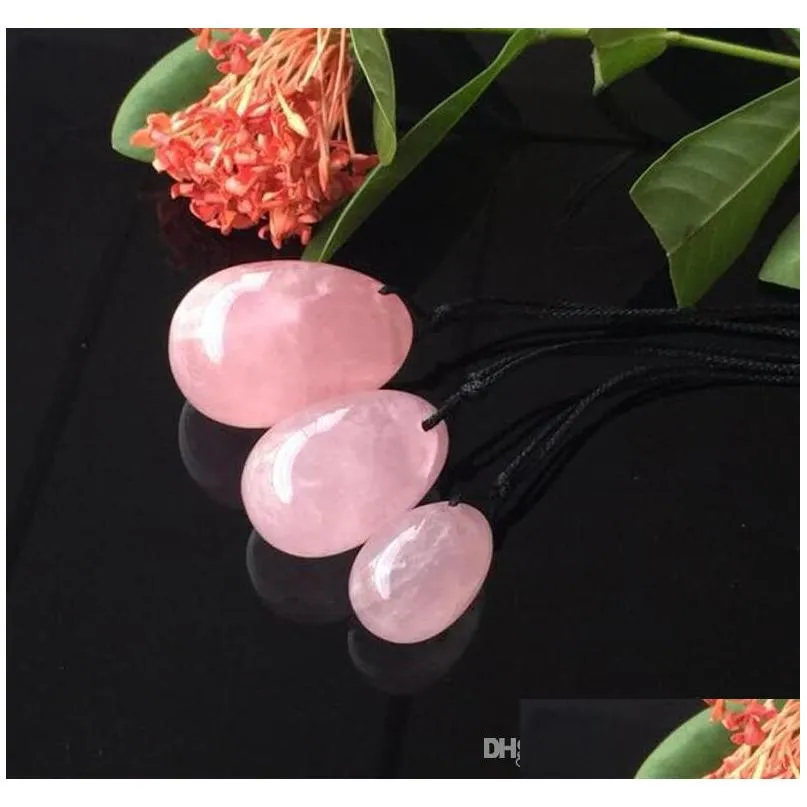 Massagestenar Rocks Natural Rose Quartz Crystal Eggs Yoni Egg For Women Kegel tr￤ning Vaginal Balls Masr Toys Drop Delivery Heal Dhetb