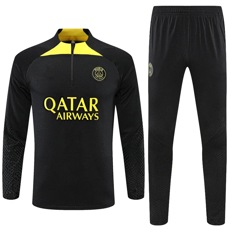 23-24 agasalho Paris Training Kit adulto e infantil jaqueta com meio zíper Survetement chandal futbol futebol futebol 2023-2024 psgs conjunto de macacão infantil menino 03