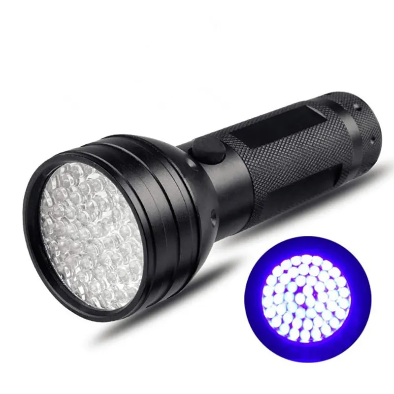 UV 손전등 휴대용 조명 토치 51 LED 395 nm 핸드 헬드 휴대용 검은 빛 애완 동물 소변 및 얼룩 감지기 Flashlights Crestech
