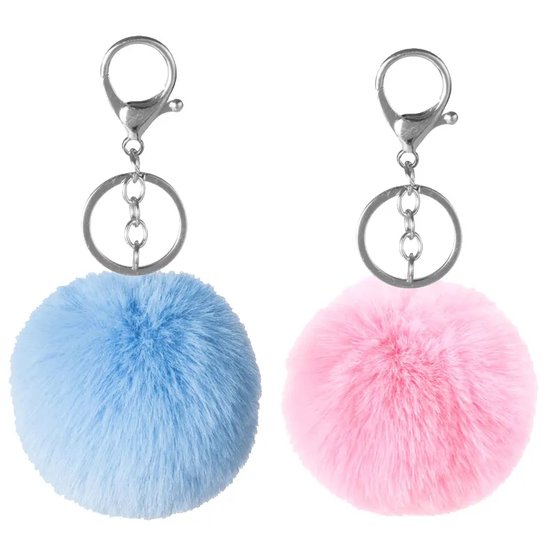 Fur Fluffy Ball PomPom Keychain Keyring Pendant Key Chains Bag Hanging Decor