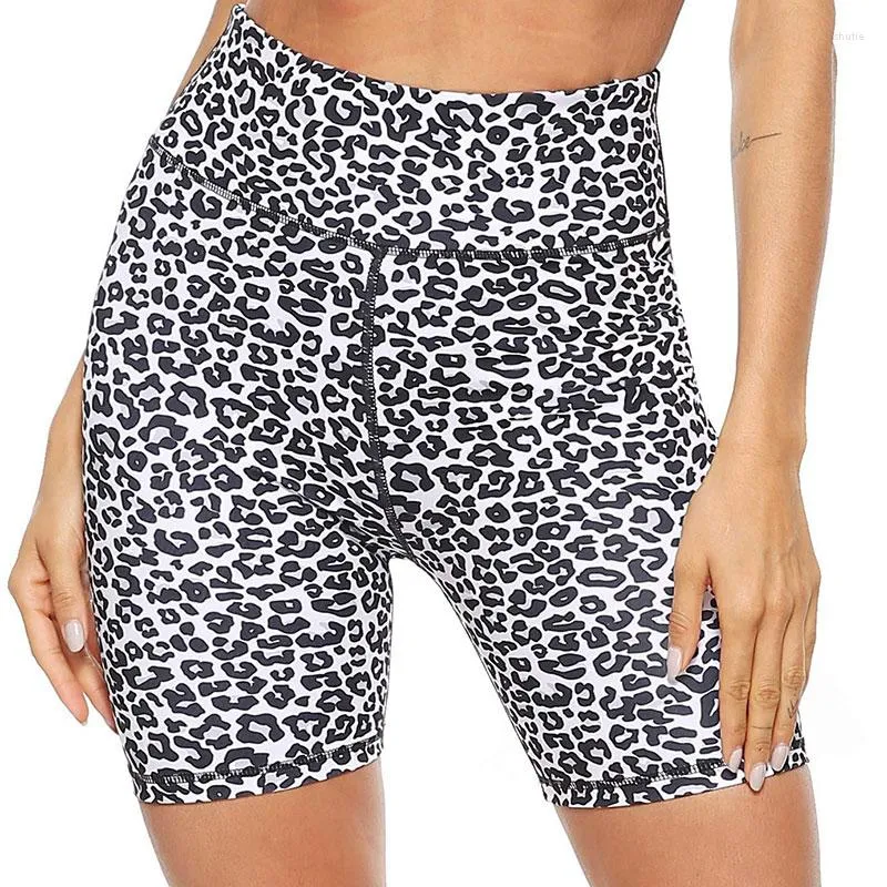 Active Shorts Women High midje Print Workout Yoga med 2 osynliga fickor Non seing-Through Mage Control Athletic ZJ55