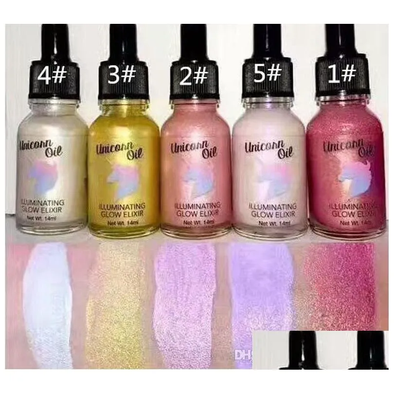 Eye Shadow New Original 5 Colors Women Y Beauty Shimmer Liquid Lighten Highlighter Oil Illuminating Glow Elixir Drop Delivery Healt Dhurt