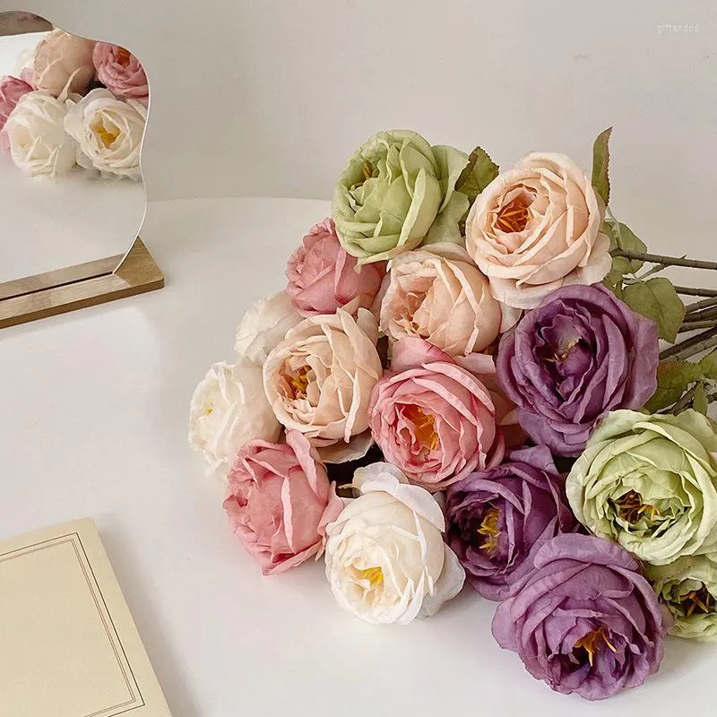 Decorative Flowers 1PC Artificial Rose Peony Autumn Silk Fake For DIY Living Room Home Garden Wedding Decoration