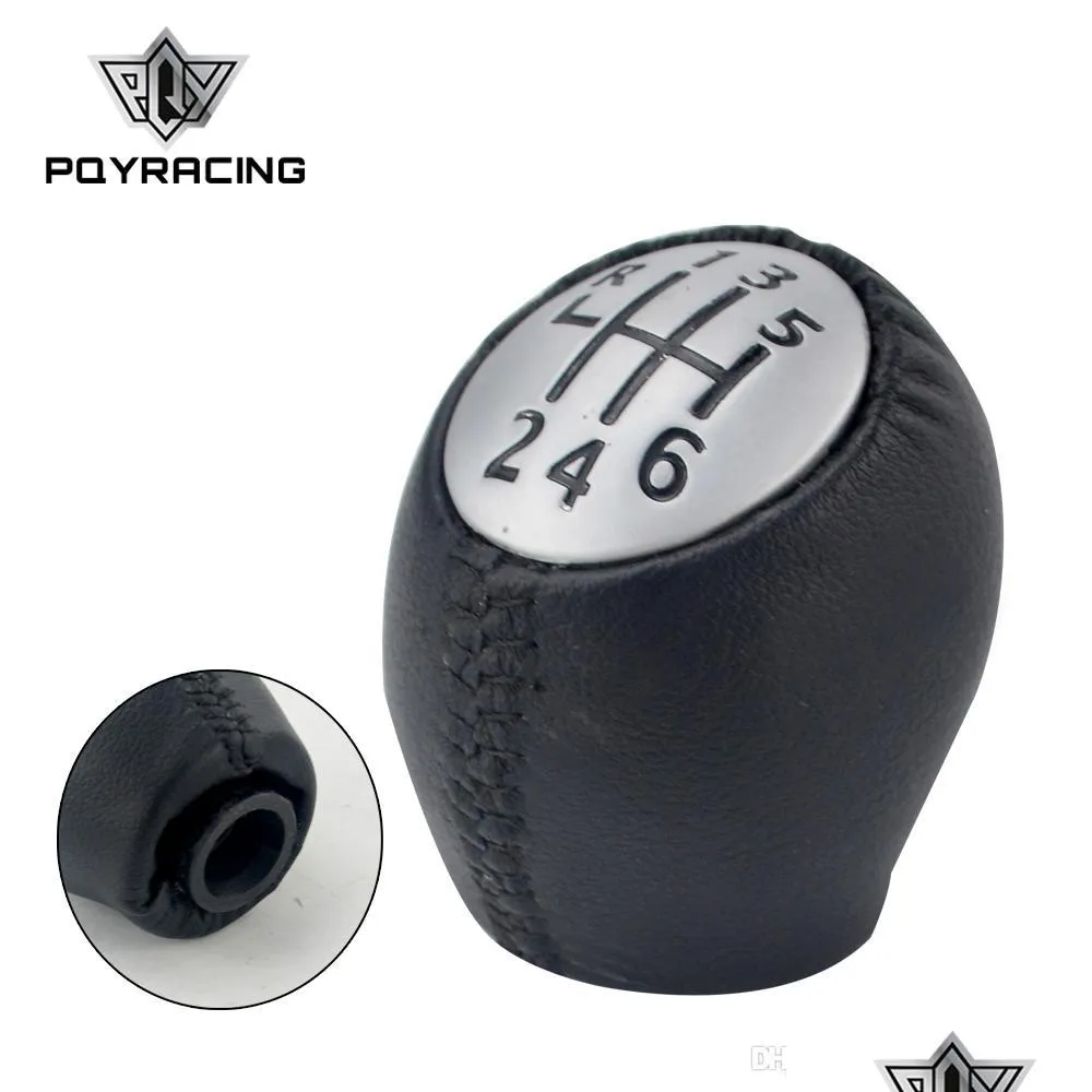 Shift Knob PQY Leather 6 Speed ​​Manual Car Gear Styling för Renat Megane Scenic Laguna Espace Master Vauxhal Opel Drop Delivery Mobil DHQVF