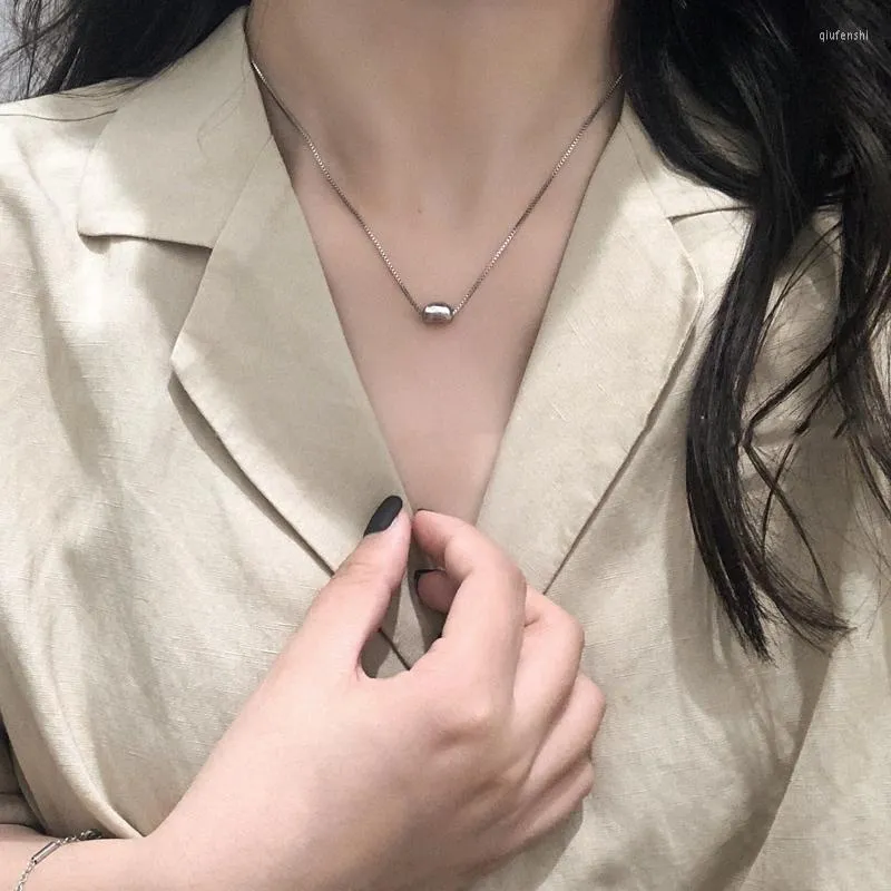 Naszyjniki wisiorek koreańsko -mody vintage fasolka pendan naszyjnik dla kobiet prosty złoty srebrny kolor łańcucha stali nierdzewnej dziewczyny
