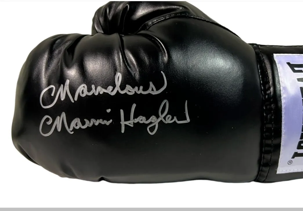 Marvelous Marvin Hagler Juan Manuel Marquez Saul Canelo Alvarezの素材署名付きサイン入り署名されたサイン入りオートボクシンググローブ