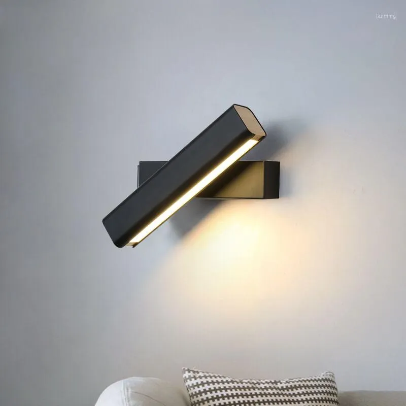 Wall Lamp Nordic Bedside Rotatable LED Black Bedroom Warm Living Room Bathroom Aisle
