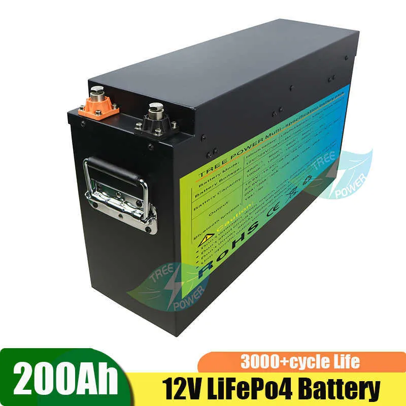 Batteria 12.8v 200AH lifepo4 con batteria al litio 100A BMS 12V per luce allo xeno RV Inverter per accumulo di energia solare