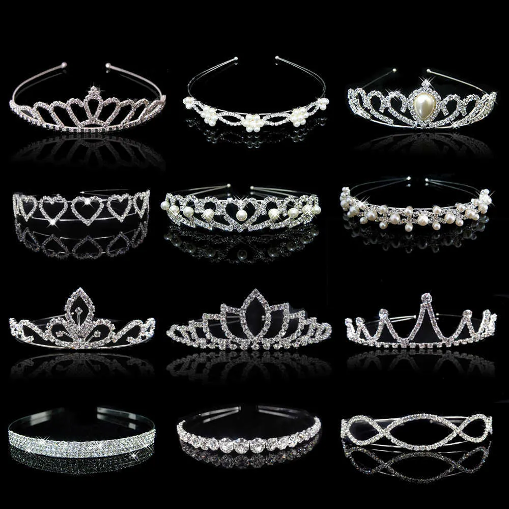 Tiaras 20 style Kid Cute Princess Tiaras and Crowns Crystal Headband Bridal Crown Wedding Party Accessories Girls Fashion Hair Jewelry Z0220