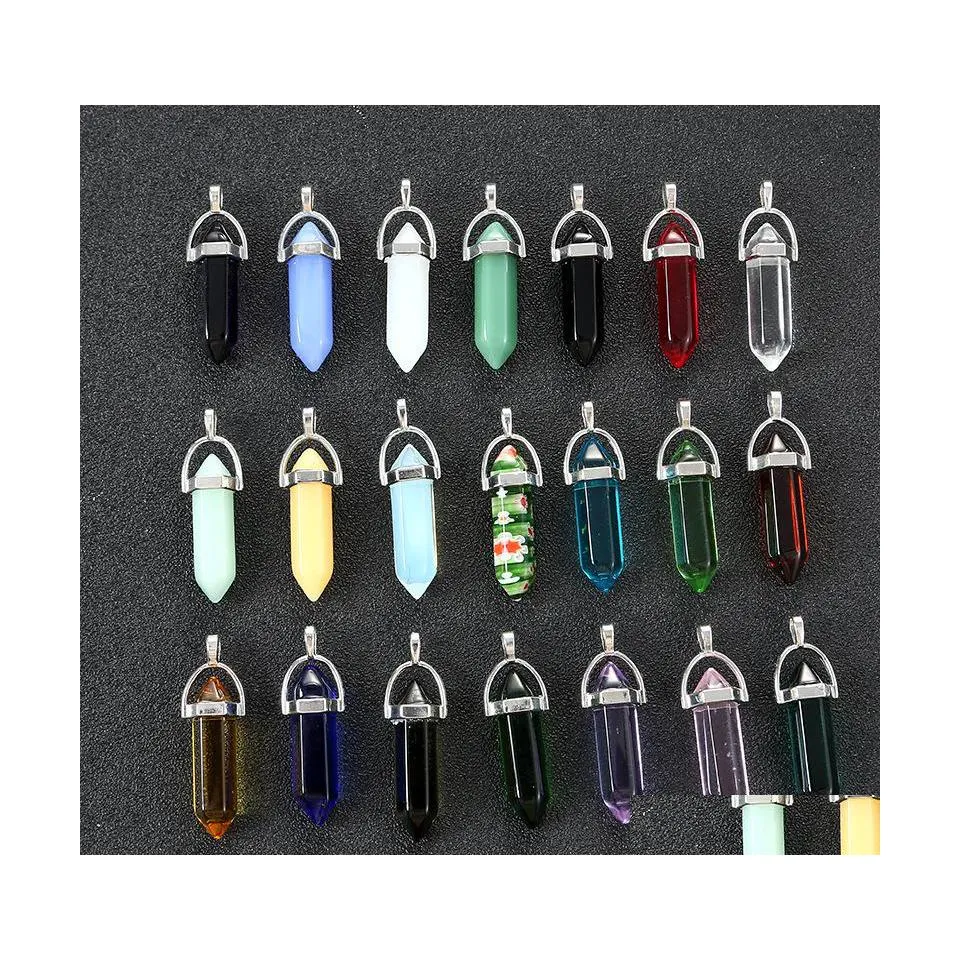 Charms Colorf Glass Kristal Pilaar Zhexagon Prism Vorm Pendanten voor sieraden maken oorbellen ketting Jiaminstore Drop levering findi dhbmd
