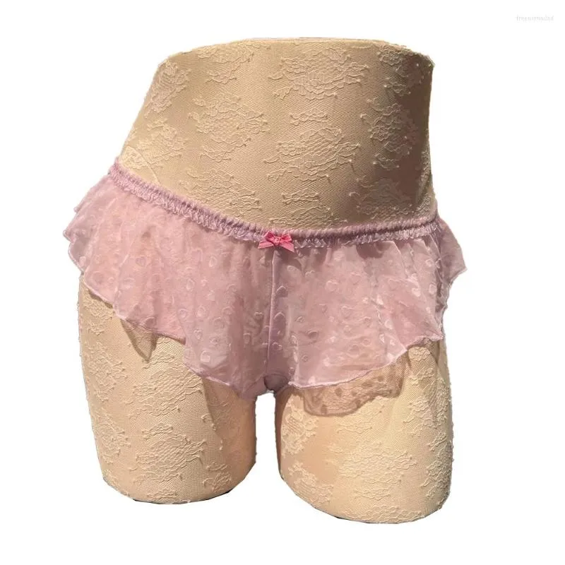 Underpants Woman Cute Polka Dot Panties For Man See Through Lolita Underwear Sissy Girly Unisex Ruffled Briefs