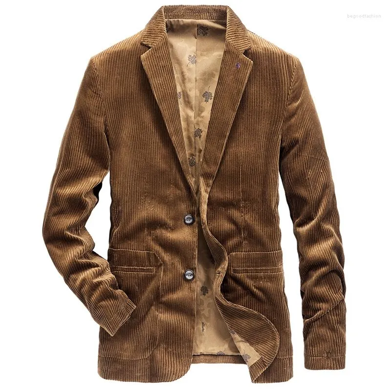 Men's Suits Male Fashion Men Suit Jacket Blazer Cotton Corduroy Anti-pilling Quality Single Breasted Pockets Casual Man Street Autumn