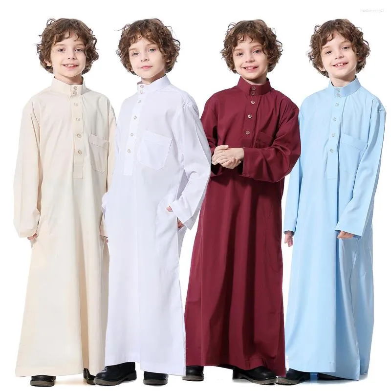 Abbigliamento etnico ragazzi musulmani jubba thobe medio Oriente arabo bambini abaya abito lungo adolescenti islamici caftan robe djellaba enfant