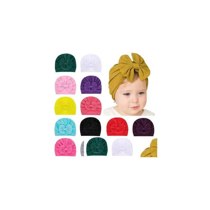 Mössor hattar 15 färger nyaste baby med knut dekor barn flickor hårtillbehör turban huvud wraps barn vinter vår mössa droppe dhgut